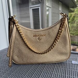 Michael Kors Jet Set Charm Small Metallic Pebbled Leather Pochette